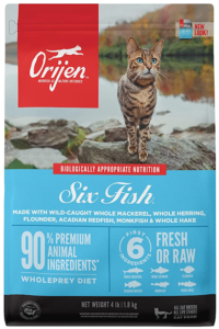 ORIJEN Dry Cat Food, Grain Free, Premium, High Protein, Fresh & Raw Animal Ingredients, Six Fish